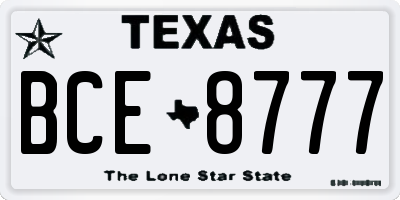 TX license plate BCE8777