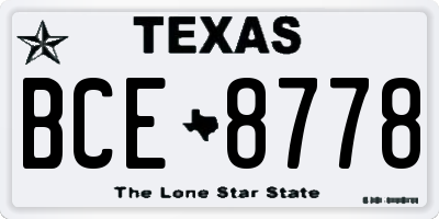 TX license plate BCE8778