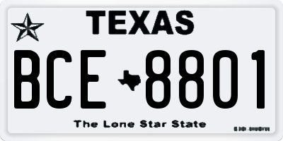 TX license plate BCE8801