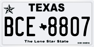 TX license plate BCE8807