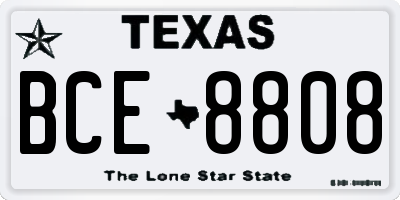TX license plate BCE8808