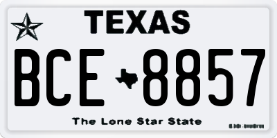 TX license plate BCE8857