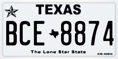 TX license plate BCE8874