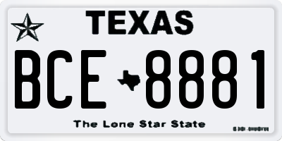 TX license plate BCE8881