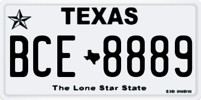 TX license plate BCE8889