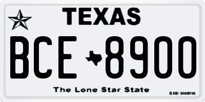 TX license plate BCE8900