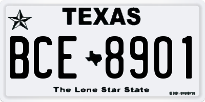 TX license plate BCE8901