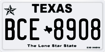 TX license plate BCE8908