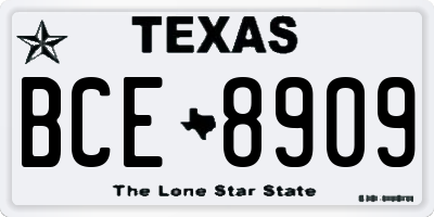 TX license plate BCE8909