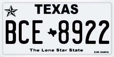 TX license plate BCE8922