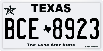 TX license plate BCE8923
