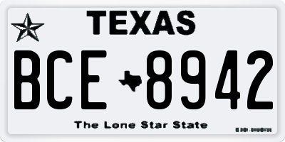 TX license plate BCE8942