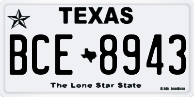 TX license plate BCE8943