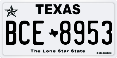 TX license plate BCE8953