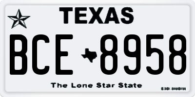 TX license plate BCE8958