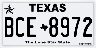 TX license plate BCE8972