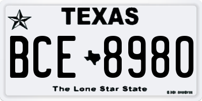 TX license plate BCE8980