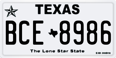 TX license plate BCE8986