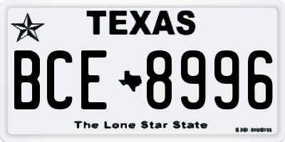 TX license plate BCE8996
