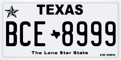 TX license plate BCE8999