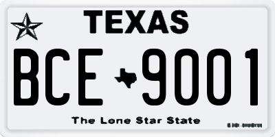 TX license plate BCE9001