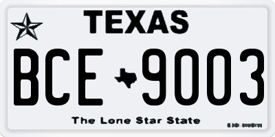 TX license plate BCE9003