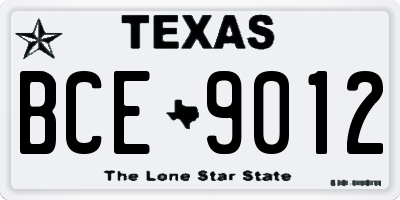 TX license plate BCE9012