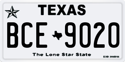 TX license plate BCE9020