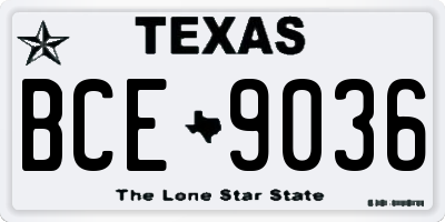 TX license plate BCE9036
