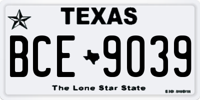 TX license plate BCE9039
