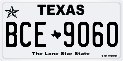 TX license plate BCE9060