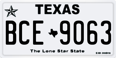 TX license plate BCE9063