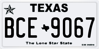 TX license plate BCE9067