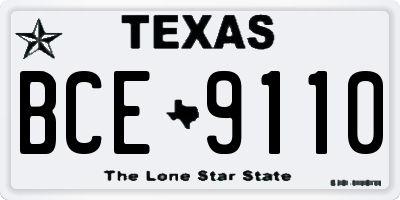 TX license plate BCE9110