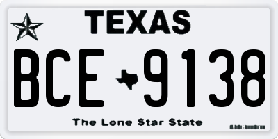 TX license plate BCE9138