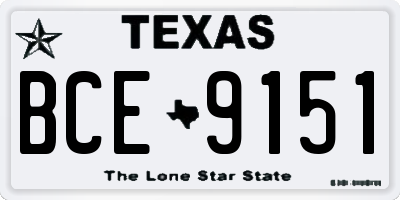 TX license plate BCE9151
