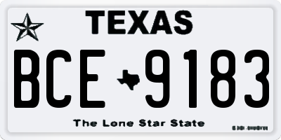 TX license plate BCE9183
