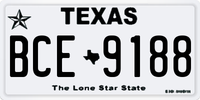 TX license plate BCE9188