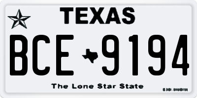 TX license plate BCE9194