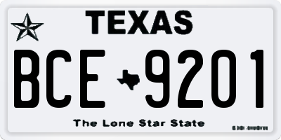 TX license plate BCE9201