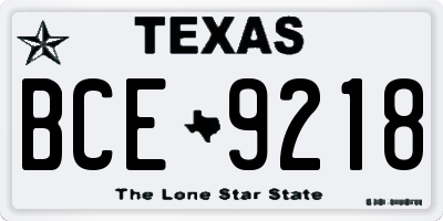 TX license plate BCE9218