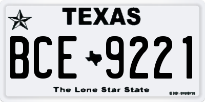 TX license plate BCE9221