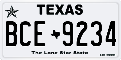 TX license plate BCE9234