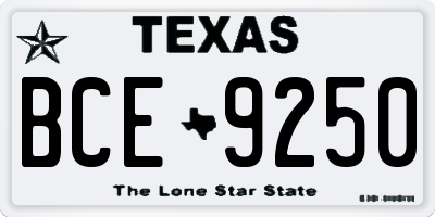 TX license plate BCE9250