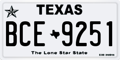 TX license plate BCE9251