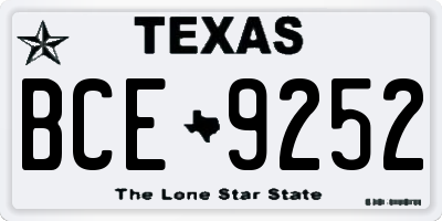TX license plate BCE9252