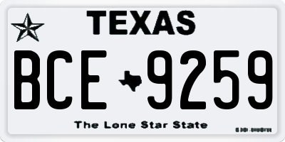 TX license plate BCE9259
