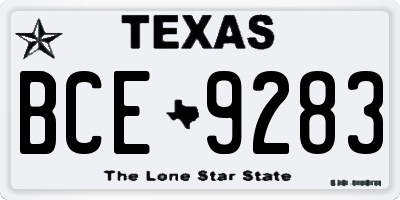 TX license plate BCE9283