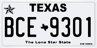 TX license plate BCE9301
