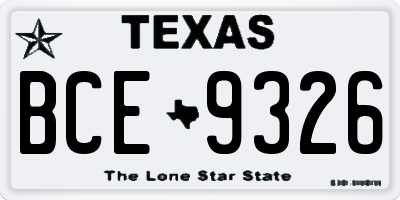 TX license plate BCE9326